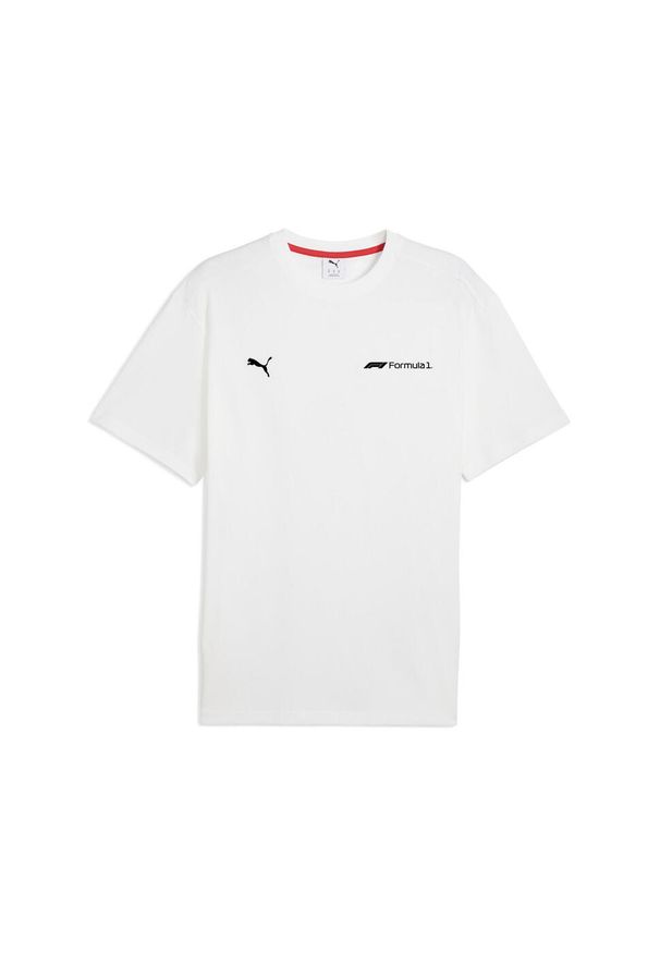 Puma - Męska koszulka F1® ESS+ o luźnym kroju z grafiką PUMA White. Kolor: biały