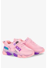 Casu - Różowe buty sportowe na rzep casu 15-11-21-m. Zapięcie: rzepy. Kolor: fioletowy, wielokolorowy, różowy