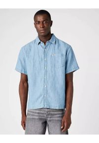 Wrangler - WRANGLER SS 1 PKT SHIRT MĘSKA KOSZULA JEANSOWA LIGHT HEMP W5E3BNH97. Materiał: jeans