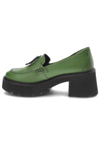 Zielone Półbuty Armodo Eleganckie Buty Damskie. Okazja: na spotkanie biznesowe. Kolor: zielony. Materiał: skóra. Obcas: na obcasie. Styl: elegancki. Wysokość obcasa: średni #3
