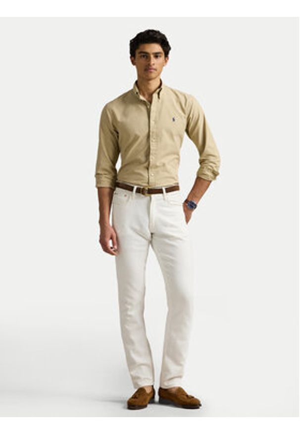 Polo Ralph Lauren Koszula 710960643 Beżowy Regular Fit. Typ kołnierza: polo. Kolor: beżowy. Materiał: bawełna