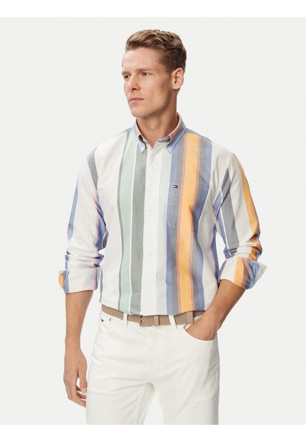 TOMMY HILFIGER - Tommy Hilfiger Koszula Heritage Oxford MW0MW43354 Biały Regular Fit. Kolor: biały. Materiał: bawełna