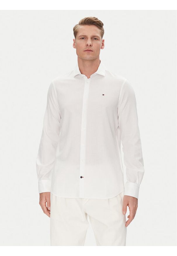 TOMMY HILFIGER - Tommy Hilfiger Koszula MW0MW39282 Biały Slim Fit. Kolor: biały. Materiał: bawełna