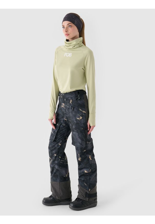 4f - 4F Spodnie snowboardowe membrana 10000 damskie - multikolor XL. Kolor: wielokolorowy. Materiał: poliester, dzianina, materiał, tkanina. Wzór: gładki. Sezon: zima. Sport: snowboard