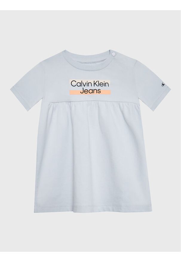 Calvin Klein Jeans Sukienka codzienna Hero Logo IN0IN00065 Szary Regular Fit. Okazja: na co dzień. Kolor: szary. Materiał: bawełna. Typ sukienki: proste. Styl: casual