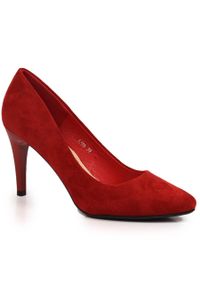 Szpilki zamszowe czerwone Sergio Leone 1396. Kolor: czerwony. Materiał: zamsz. Obcas: na szpilce. Styl: elegancki, klasyczny #1