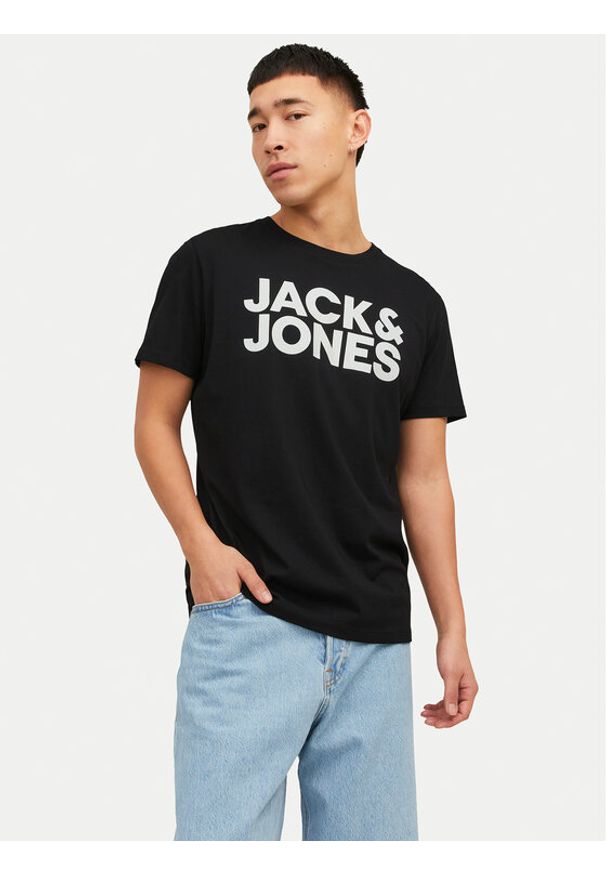 Jack & Jones T-Shirt Crop Logo 12151955 Czarny Regular Fit. Kolor: czarny. Materiał: bawełna