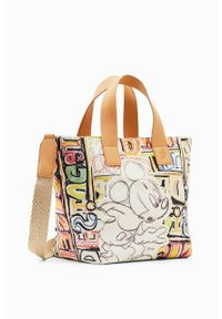 Desigual torebka x Disney kolor beżowy. Kolor: beżowy. Wzór: motyw z bajki. Rodzaj torebki: na ramię #3