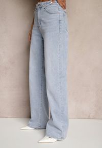 Renee - Niebieskie Jeansy z Wiskozą i Bawełną High Waist o Szerokim Kroju Helviola. Okazja: na co dzień. Stan: podwyższony. Kolor: niebieski. Styl: casual #5