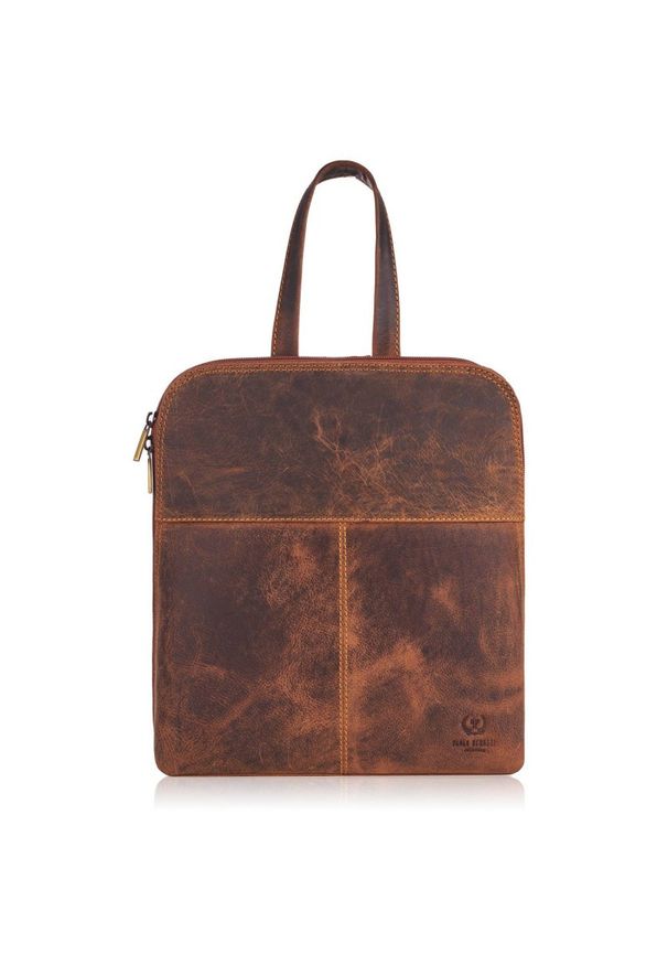 Plecak skórzany damski vintage PAOLO PERUZZI T-73-HBR brązowy. Kolor: brązowy. Materiał: skóra. Styl: vintage