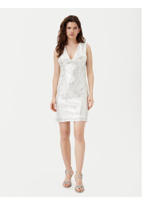 YAS Sukienka koktajlowa Olga 26036725 Srebrny Regular Fit. Kolor: srebrny. Materiał: syntetyk. Styl: wizytowy