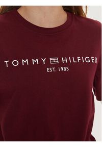 TOMMY HILFIGER - Tommy Hilfiger T-Shirt WW0WW40276 Bordowy Regular Fit. Kolor: czerwony. Materiał: bawełna