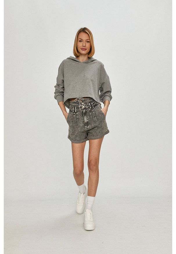 Answear Lab - Bluza. Typ kołnierza: kaptur. Kolor: szary. Materiał: dzianina. Styl: wakacyjny