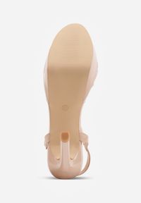 Born2be - Beżowe Sandały Lakierowane na Szpilce i Platformie z Transparentną Cholewką Daphine. Zapięcie: sprzączka. Kolor: beżowy. Materiał: lakier. Obcas: na platformie. Styl: wizytowy, klasyczny, elegancki #6