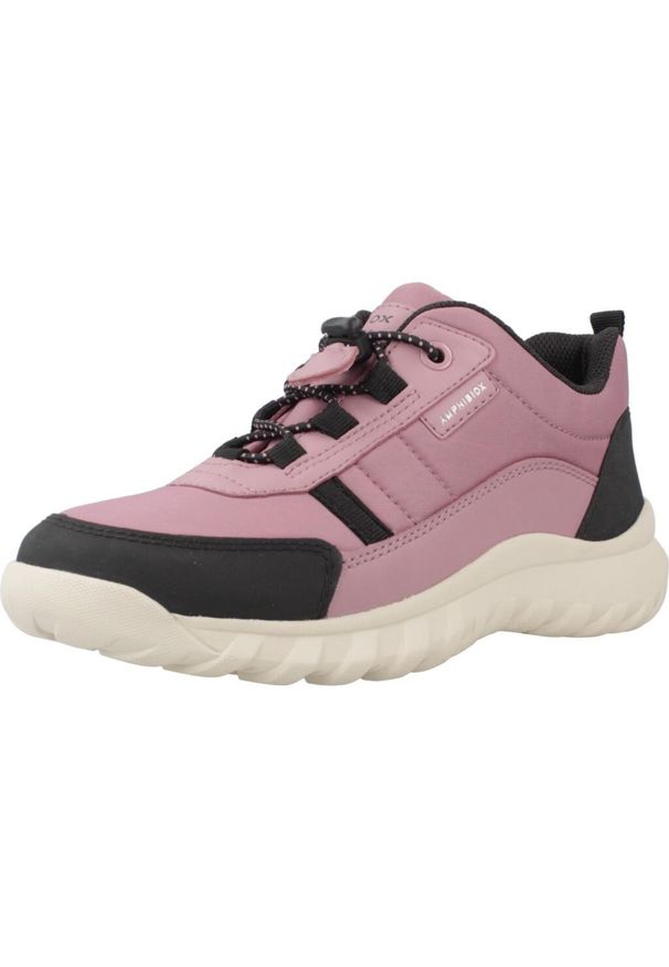 Geox - Buty GEOX J SIMBYOS GIRL B ABX Rose. Kolor: czarny, różowy, wielokolorowy. Materiał: tkanina, syntetyk. Sport: turystyka piesza