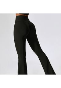 Intica - Spodnie treningowe z elastycznego materiału z wysokim stanem Oksun. Stan: podwyższony. Kolor: zielony. Materiał: materiał. Sport: fitness #7