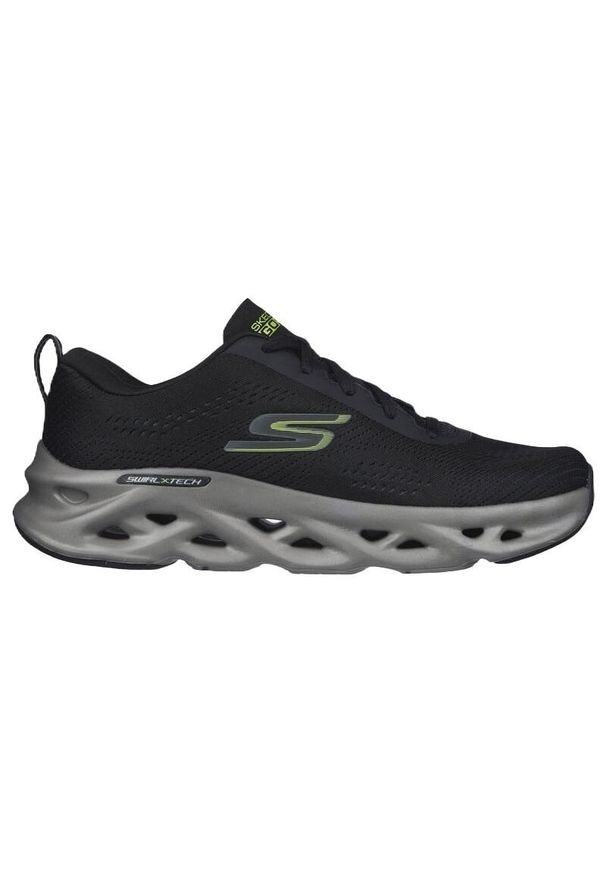 skechers - Buty Skechers Go Run Swirl Tech M 220303-BKLM czarne. Zapięcie: sznurówki. Kolor: czarny. Sport: bieganie