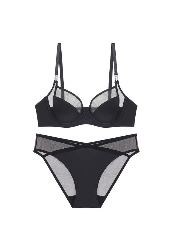Intica - Zestaw bielizny z siateczką zapewniający wygodę i wsparcie Marvis. Kolor: czarny. Materiał: materiał
