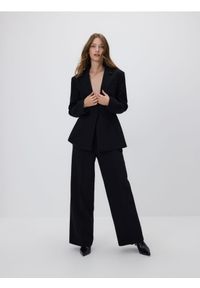 Reserved - Spodnie w kant - czarny. Kolor: czarny. Materiał: tkanina, wiskoza. Wzór: gładki #1