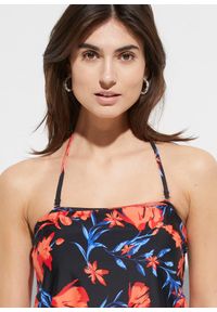 bonprix - Tankini (2 części). Kolor: czarny. Długość rękawa: na ramiączkach. Wzór: kwiaty