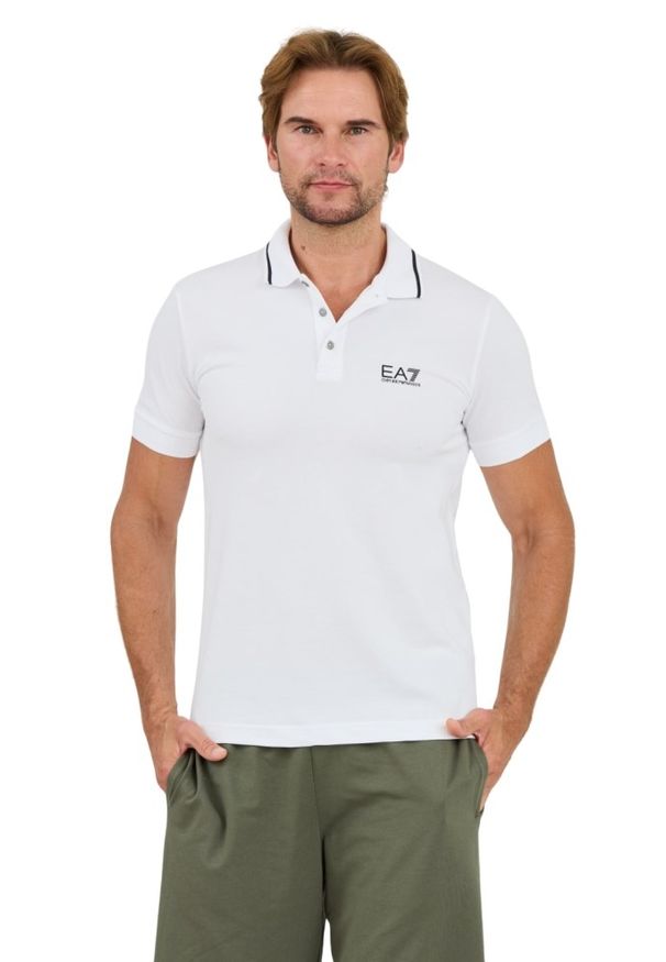EA7 Emporio Armani - EA7 Biała koszulka polo. Typ kołnierza: polo. Kolor: biały