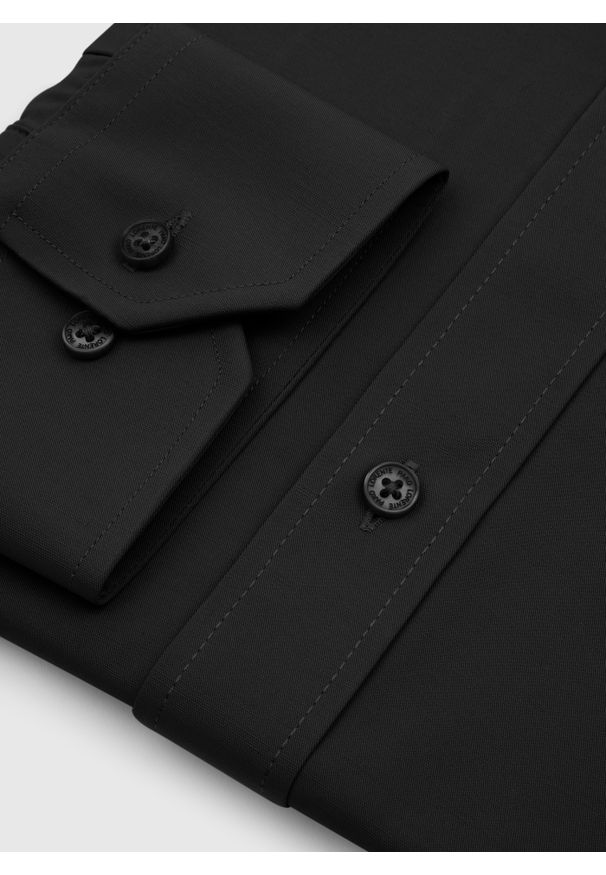 Pako Lorente - PAKO LORENTE – Czarna koszula męska z wełną. Typ kołnierza: kołnierzyk klasyczny. Kolor: czarny, brązowy. Materiał: wełna. Długość rękawa: długi rękaw. Długość: długie