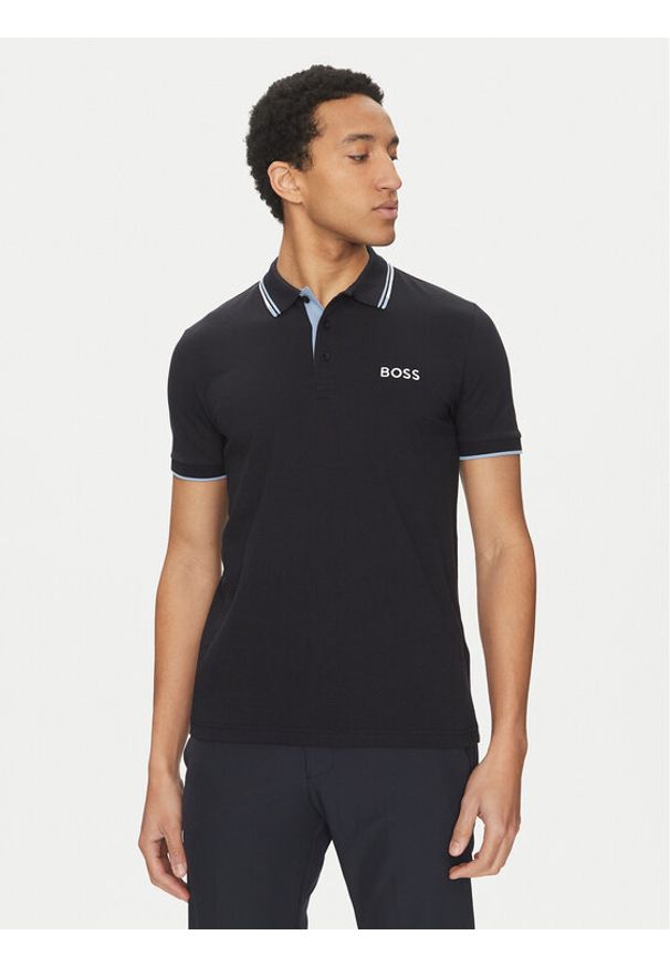 BOSS Polo Paddy Pro 50469102 Granatowy Regular Fit. Typ kołnierza: polo. Kolor: niebieski. Materiał: syntetyk, bawełna