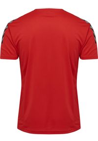 Koszulka poliestrowa Hummel Authentic Kids Poly Jersey S/S czerwona. Kolor: czerwony, różowy, wielokolorowy. Materiał: jersey, poliester
