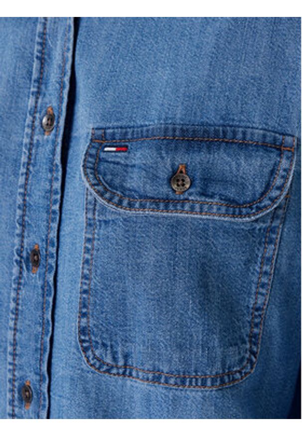 Tommy Jeans Koszula jeansowa DW0DW21073 Niebieski Relaxed Fit. Kolor: niebieski. Materiał: bawełna