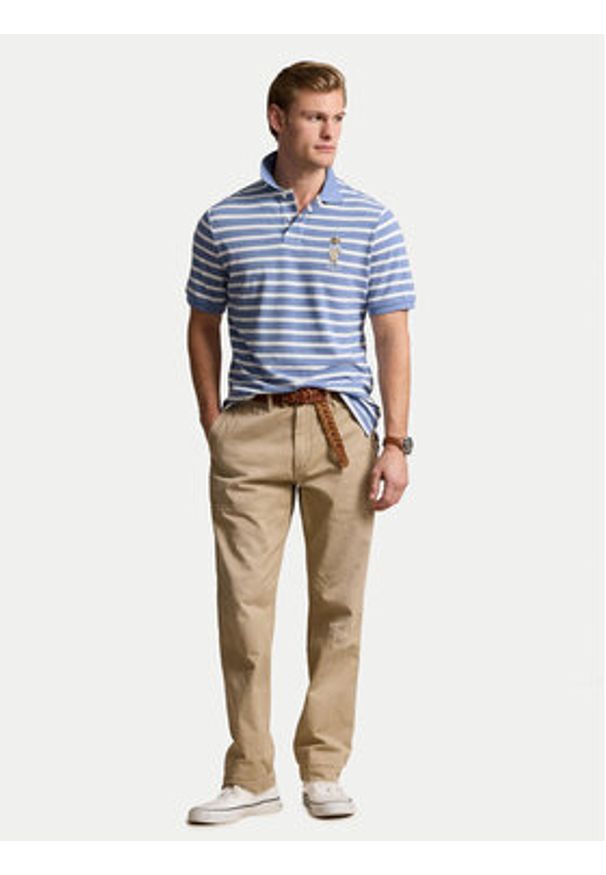 Polo Ralph Lauren Polo 710941863001 Niebieski Custom Slim Fit. Typ kołnierza: polo. Kolor: niebieski. Materiał: bawełna