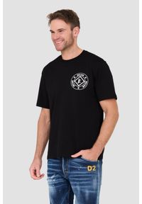 Just Cavalli - JUST CAVALLI Czarny męski t-shirt Fiche, Rozmiar S. Kolor: czarny