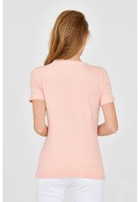 Guess - GUESS Damski t-shirt z dużym zdobionym logo, Rozmiar S. Kolor: pomarańczowy. Materiał: bawełna. Wzór: aplikacja #2