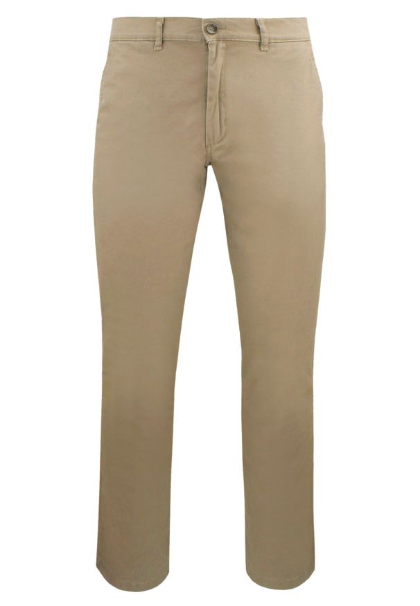 Męskie, Bawełniane Spodnie Typu Chinos - Victorio - Jasny Camel. Kolor: brązowy, wielokolorowy, beżowy. Materiał: elastan, bawełna