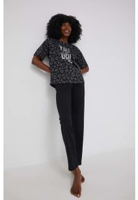 Answear Lab piżama damska kolor czarny. Kolor: czarny. Długość: krótkie