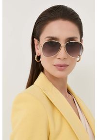 Chloe - Chloé okulary przeciwsłoneczne CH0183S damskie kolor złoty. Kolor: złoty #1