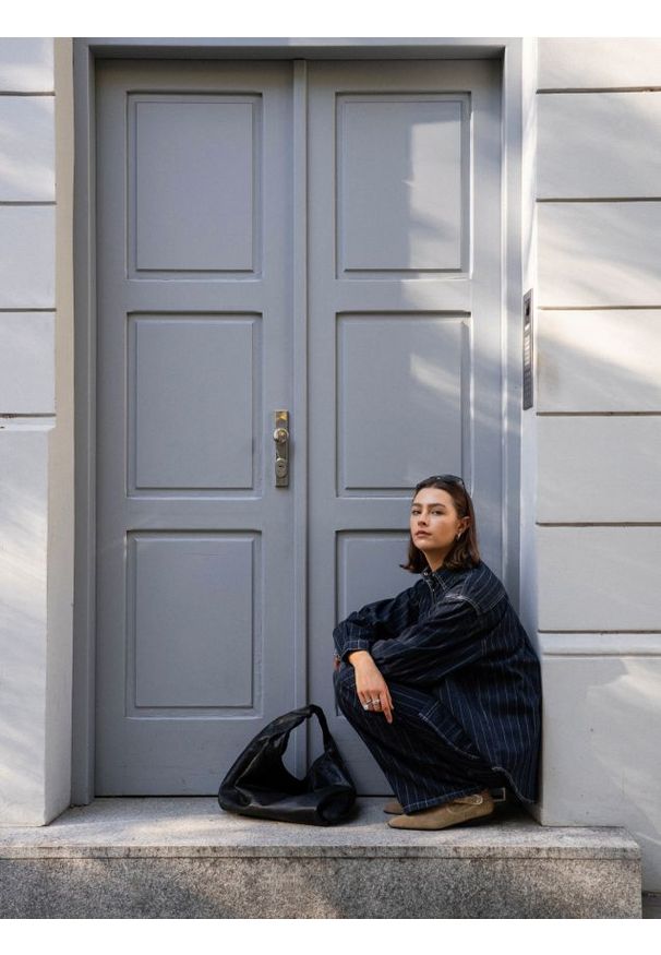 Reserved - Duża torebka hobo - czarny. Kolor: czarny. Materiał: skórzane. Rozmiar: duże