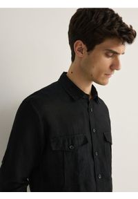 Reserved - Lniana koszula comfort fit - czarny. Kolor: czarny. Materiał: len #1