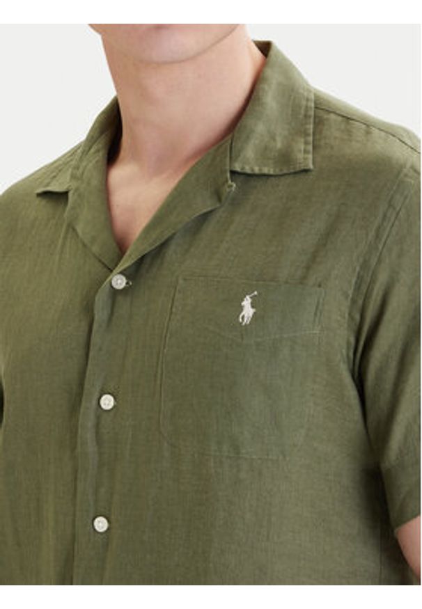 Polo Ralph Lauren Koszula 710966421501 Zielony Regular Fit. Typ kołnierza: polo. Kolor: zielony. Materiał: len