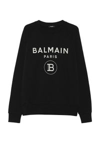 Balmain - BALMAIN - Bluza z wytłoczonym logo. Okazja: na co dzień. Kolor: czarny. Materiał: materiał, prążkowany. Styl: casual, vintage #3
