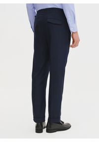 Pako Lorente - PAKO LORENTE - Granatowe spodnie męskie z lnem. Okazja: na co dzień. Kolor: beżowy, niebieski. Materiał: len. Sezon: lato. Styl: casual #6