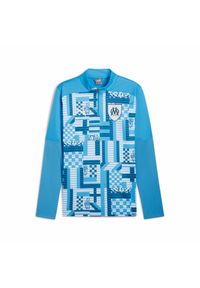 Puma - Bluza treningowa z zamkiem błyskawicznym 1/4 OM Prematch 2024/25. Kolor: niebieski. Sport: fitness, piłka nożna