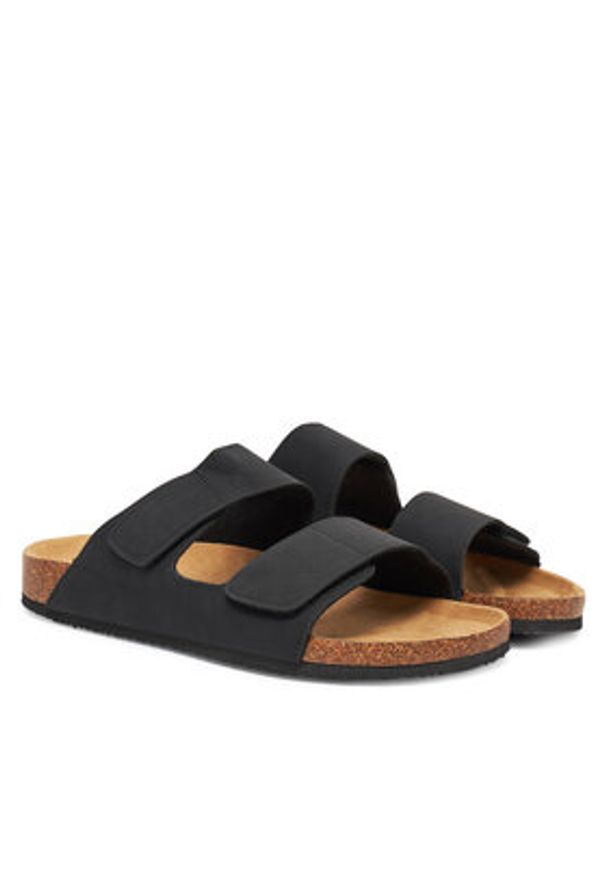 Jack & Jones Klapki Jfwcentral 12257218 Czarny. Kolor: czarny. Materiał: skóra