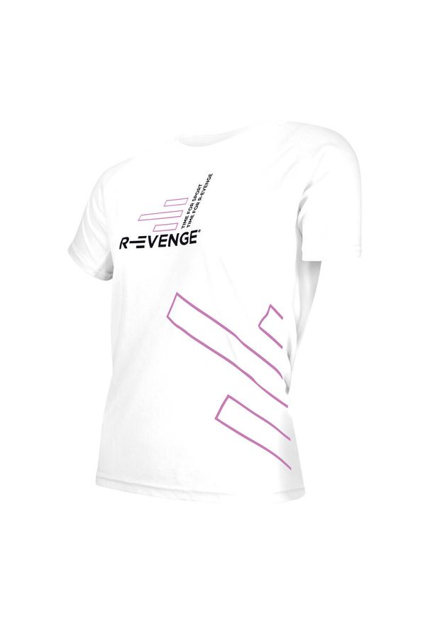 R-EVENGE - Damska koszulka z krótkim rękawem Fitness Running Cardio w kolorze białym. Kolor: biały. Materiał: poliester. Długość rękawa: krótki rękaw. Długość: krótkie. Sport: fitness, bieganie