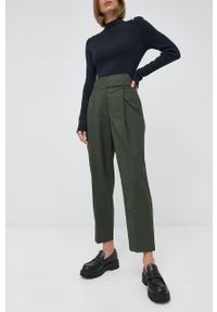IVY & OAK - Ivy Oak Spodnie PHOEBE damskie kolor zielony proste high waist. Okazja: na co dzień. Stan: podwyższony. Kolor: zielony. Materiał: poliester, materiał, wiskoza. Styl: casual #7