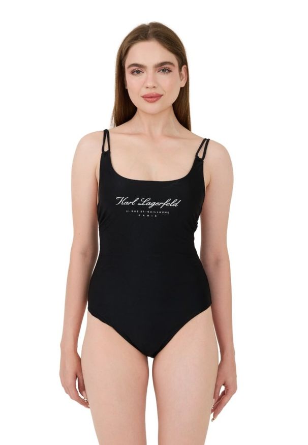 Karl Lagerfeld - KARL LAGERFELD Czarny strój kąpielowy Hotel Karl Swimsuit, Rozmiar XS. Kolor: czarny
