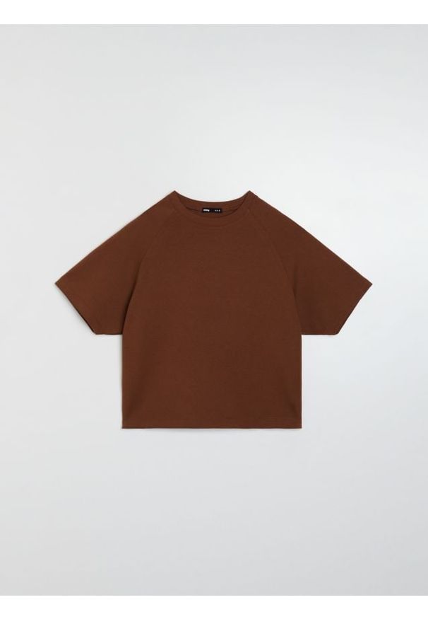 Sinsay - Koszulka z krótkim rękawem - brązowy. Kolor: brązowy. Długość rękawa: krótki rękaw. Długość: krótkie