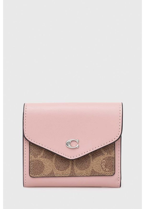 Coach portfel skórzany damski kolor różowy. Kolor: różowy. Materiał: skóra