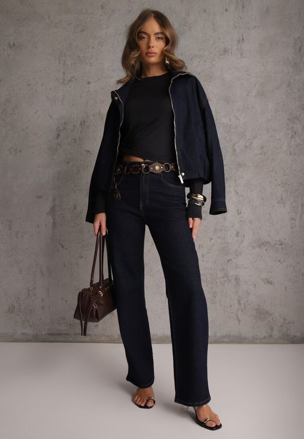 Renee - Czarna Dopasowana Bluzka Typu Longsleeve z Bawełną Moanti. Okazja: na co dzień. Kolor: czarny. Materiał: bawełna. Długość rękawa: długi rękaw. Wzór: kropki. Styl: casual