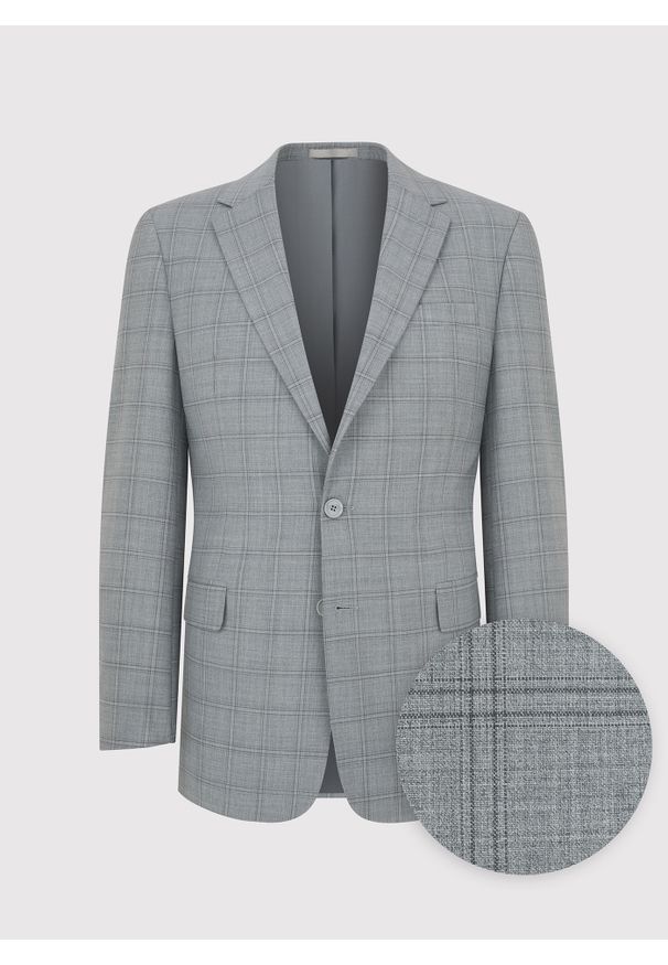 Pako Lorente - PAKO LORENTE – Szara marynarka garniturowa w kratę. Kolor: szary. Materiał: wełna, lycra, poliester