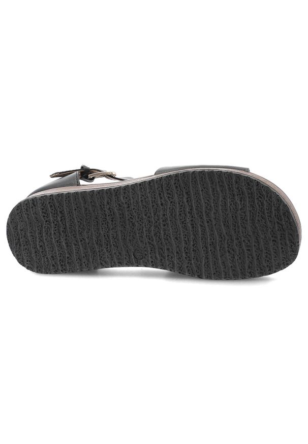 Sandały damskie Artiker, cholewka ze skóry naturalnej licowej pasek wokół kostki z regulacją na klamrę, czarne, 58C0547. Zapięcie: klamry. Kolor: czarny. Materiał: skóra